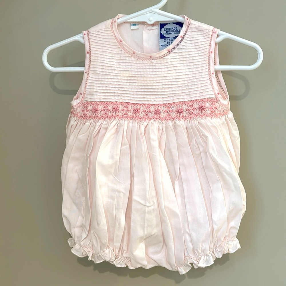 Light pink Carriage House bubble with smocking size 3 mos